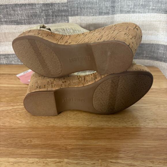 Sam & Libby Gold Metallic Wedges Size 7 - Picture 8 of 8